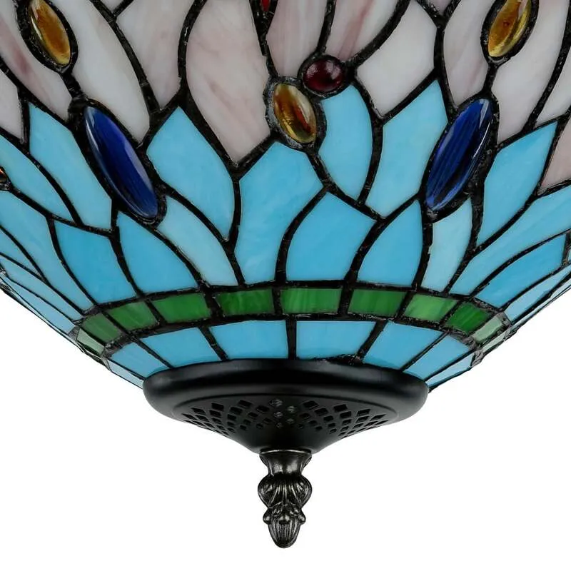 B-Ware Searchlight Deckenlampe New York Decken-Lampe Deckenlicht im Tiffany-Stil E14