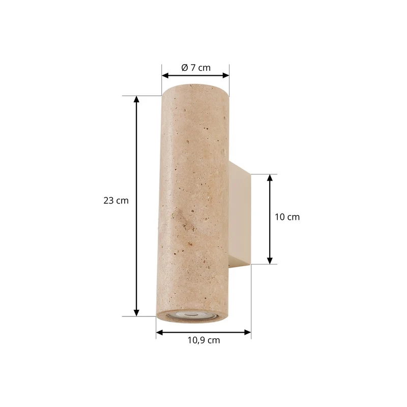 B-Ware Lucande Wandleuchte Leuchte Beige Naturfarbend Tavira travertin Stein Up Down