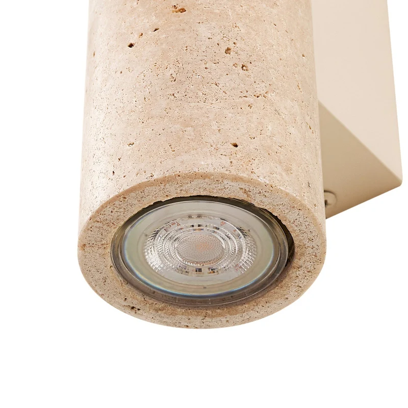 B-Ware Lucande Wandleuchte Leuchte Beige Naturfarbend Tavira travertin Stein Up Down
