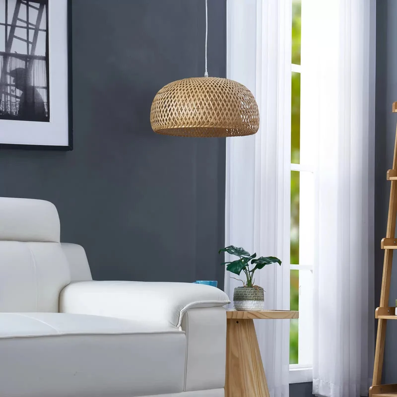 B-Ware Lindby Hängeleuchte Jadwiga Ø45cm Bambus E27 Pendelleuchte Lichtquelle dimmbar