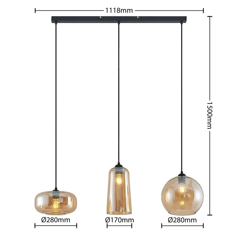 C-Ware Lucande Hängeleuchte Pendelleuchte Wilja Glas amber Esszimmer SIEHE TEXT/FOTO