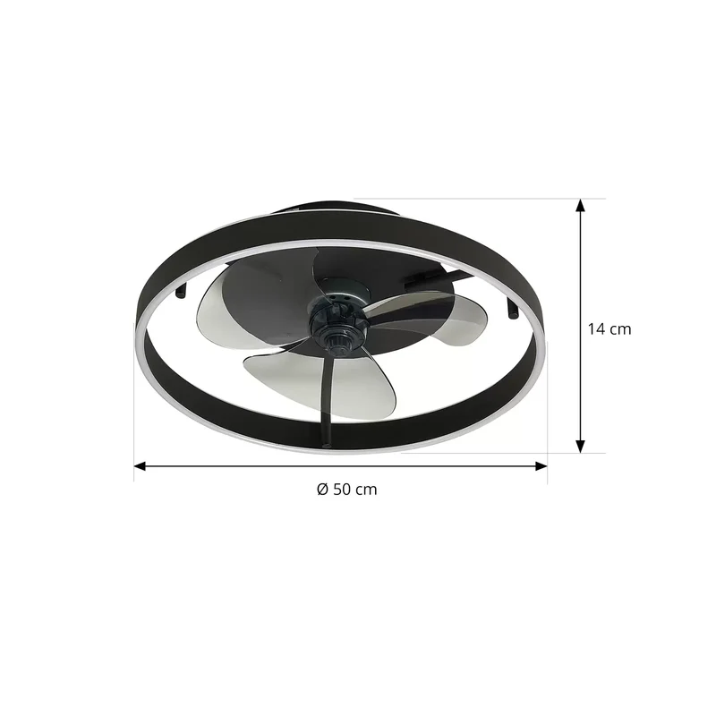 C-Ware Deckenventilator Ventilator Lindby LED Momitu schwarz Aluminium PVC Eisen dimmba