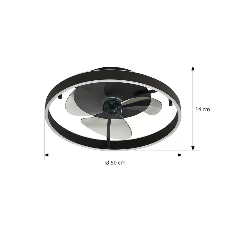 C-Ware Deckenventilator Ventilator Lindby LED Momitu schwarz Aluminium PVC Eisen dimmba