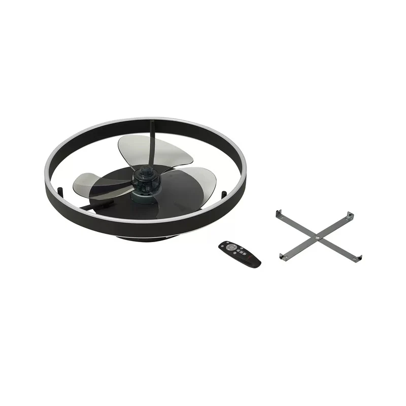 C-Ware Deckenventilator Ventilator Lindby LED Momitu schwarz Aluminium PVC Eisen dimmba