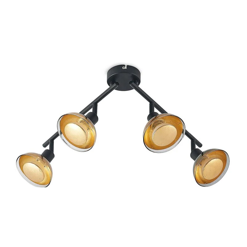 B-Ware Lindby Deckenstrahler Deckenspot Erin schwarz gold Glas Lampenstrahler