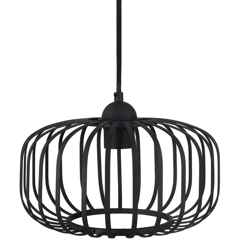 B-Ware Lindby Krish Pendellampe schwarz Eisen Käfigoptik 3-flammig dimmbar 90 cm