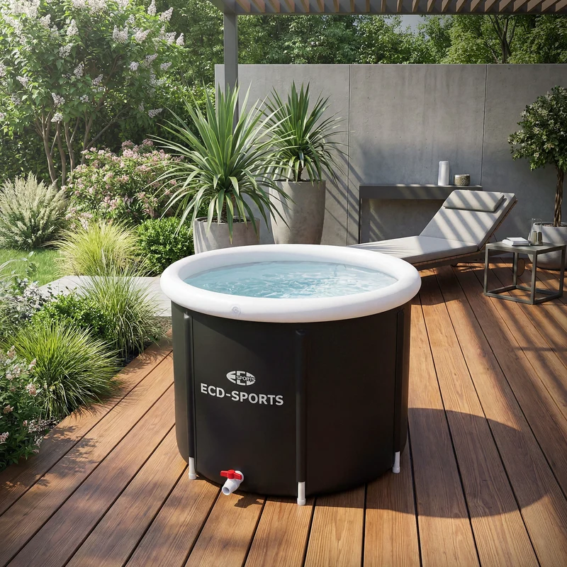 Eisbad Ø80 cm, Eistonne mit Isolierung, Komplettset, 350L Eisfass Tonne für Eisbaden, Kältetherapie & Regeneration, Faltbare