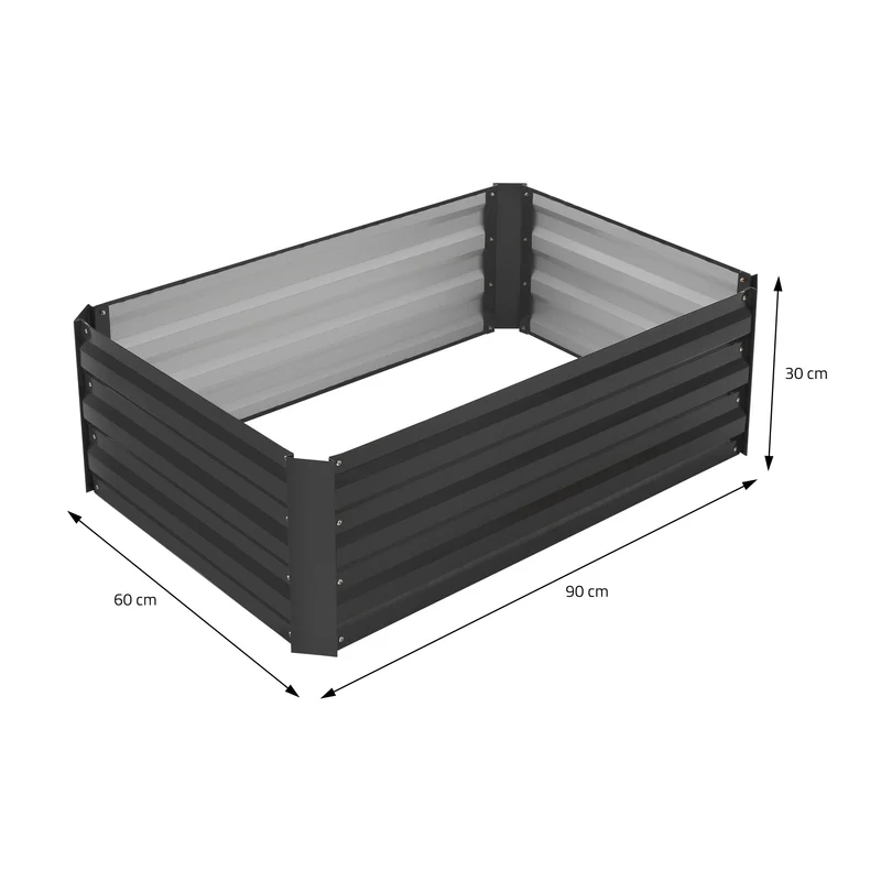 3er Set Hochbeet 90x60x30 cm Anthrazit aus Metall ML-Design