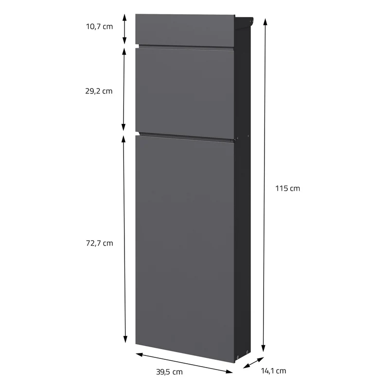 B-Ware Standbriefkasten freistehend bis DIN A4 115 cm hoch Anthrazit aus rostfreiem Stahl ML-Design