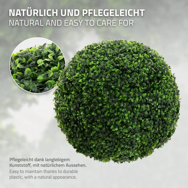 2er Set Künstlicher Buchsbaumkugel Ø45 cm Pflegeleichte Deko Kunstpflanze ML-Design