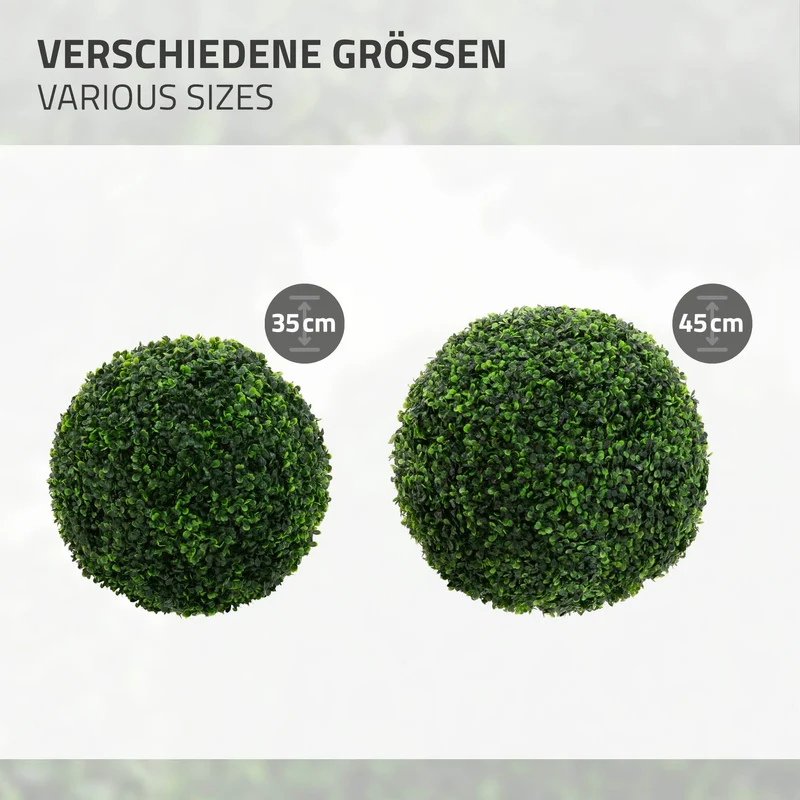 2er Set Künstlicher Buchsbaumkugel Ø45 cm Pflegeleichte Deko Kunstpflanze ML-Design