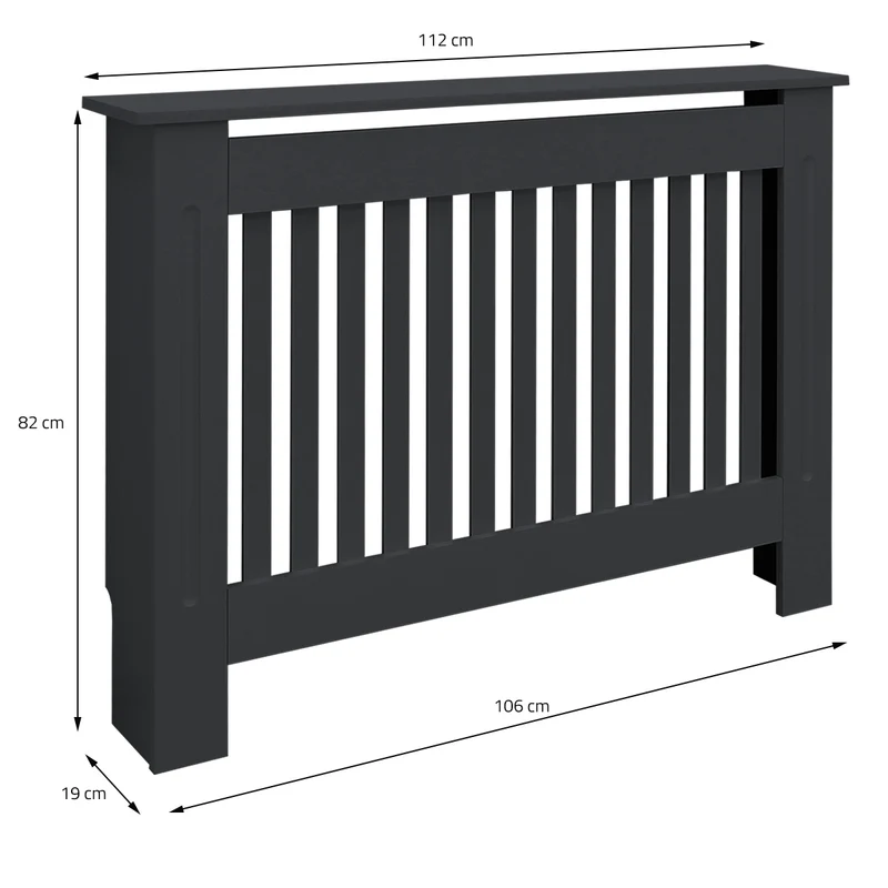B-Ware Heizkörperverkleidung 112x19x82 cm Landhaus Anthrazit aus MDF ML-Design