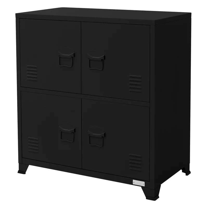 B-Ware Büroschrank mit zwei Ebenen Magnetverschluss 75x40x80,5 cm Schwarz aus Stahl ML-Design