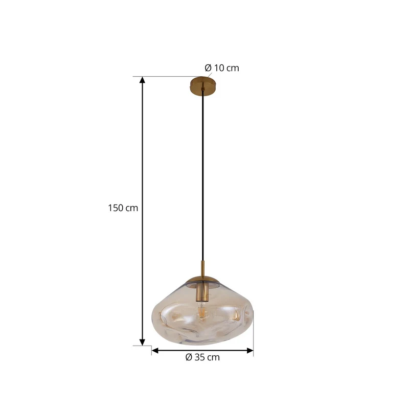 B-Ware Lindby Hängeleuchte Pendelleuchte Lelia amber Glas Ø35cm LED Lampe Leuchte Spot