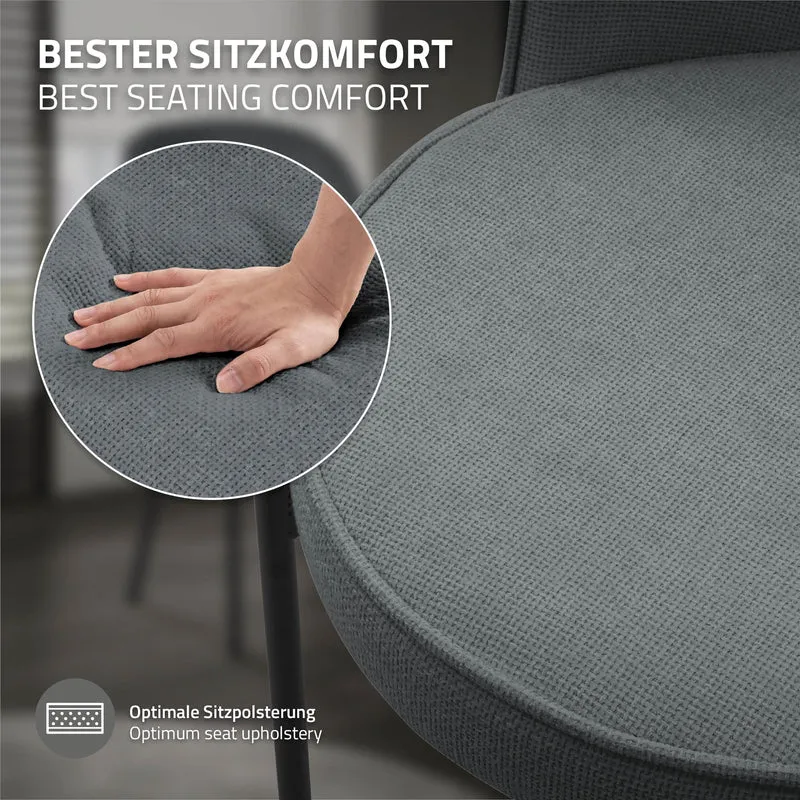 Esszimmerstühle 6er Set Anthrazit mit Rückenlehne, Polsterstühle für Esszimmer & Küche ML-Design