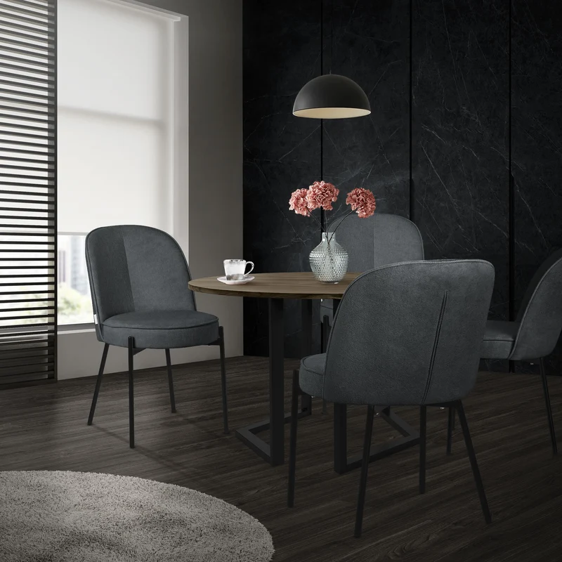 Esszimmerstühle 6er Set Anthrazit mit Rückenlehne, Polsterstühle für Esszimmer & Küche ML-Design