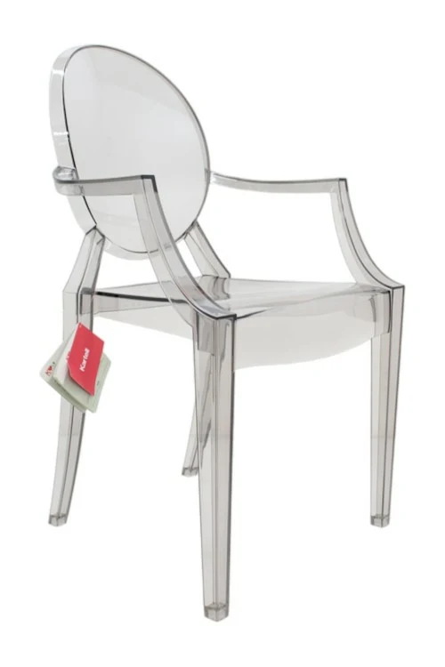 B-Ware Kartell Louis Armlehnstuhl rauchgrau transparent Designerstuhl Stuhl Küchenstuhl