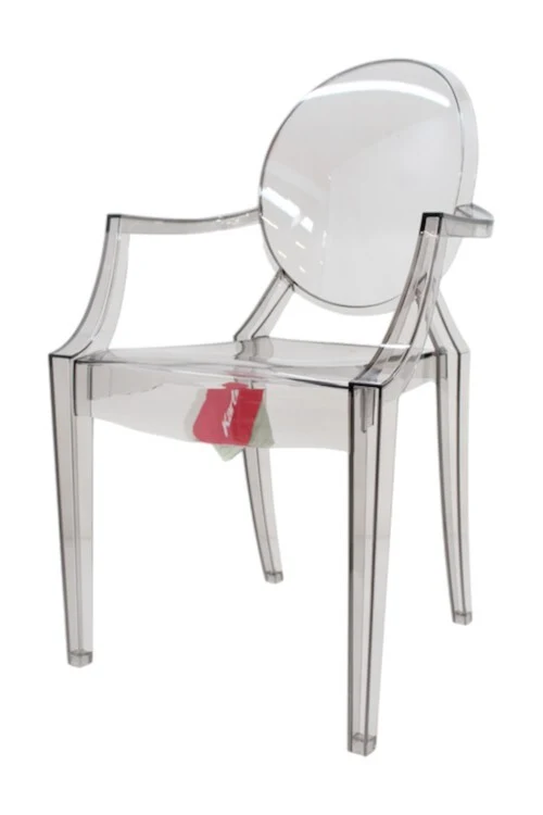 B-Ware Kartell Louis Armlehnstuhl rauchgrau transparent Designerstuhl Stuhl Küchenstuhl