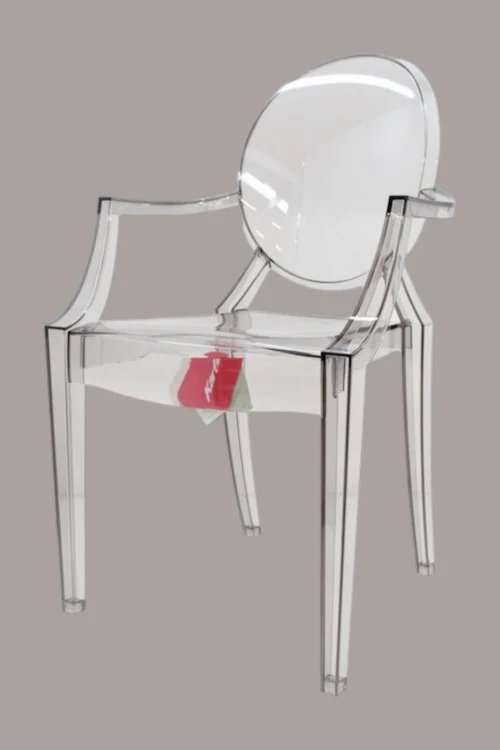 B-Ware Kartell Louis Armlehnstuhl rauchgrau transparent Designerstuhl Stuhl Küchenstuhl