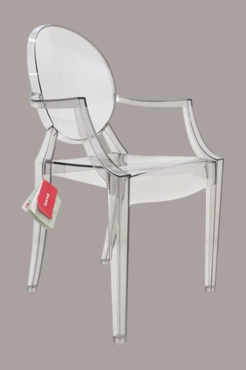 B-Ware Kartell Louis Armlehnstuhl rauchgrau transparent Designerstuhl Stuhl Küchenstuhl