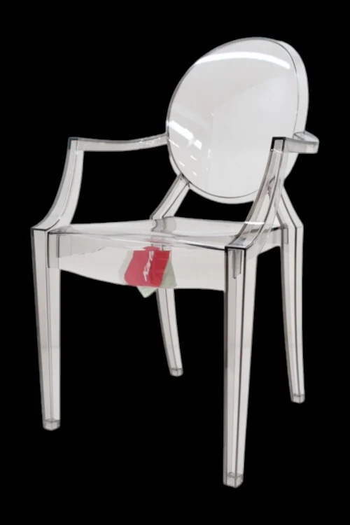B-Ware Kartell Louis Armlehnstuhl rauchgrau transparent Designerstuhl Stuhl Küchenstuhl