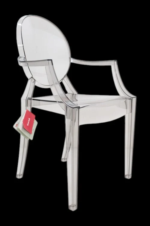 B-Ware Kartell Louis Armlehnstuhl rauchgrau transparent Designerstuhl Stuhl Küchenstuhl