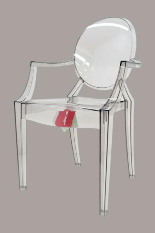 B-Ware Kartell Louis Armlehnstuhl rauchgrau transparent Designerstuhl Stuhl Küchenstuhl