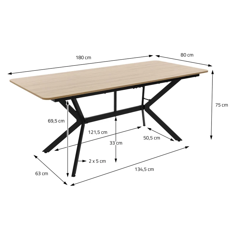 Esstisch aus Holz 180x80x75 cm Hellbraun Esszimmertisch für 6 Personen ML-Design