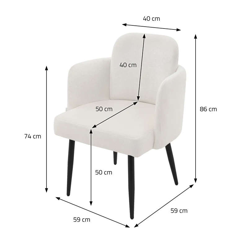 4er Set Esszimmerstühle mit Rücken- & Armlehne Beige mit Metallbeinen bis 120 kg ML-Design