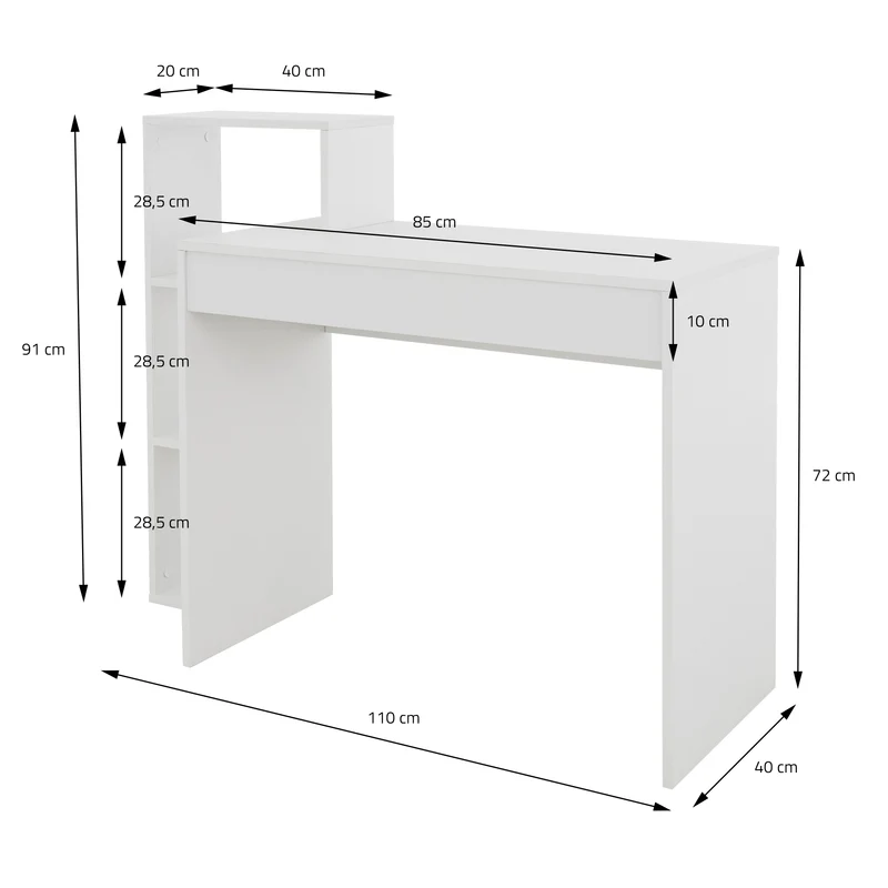 B-Ware Schreibtisch mit Regal 110x72x40 cm Weiß ML-Design