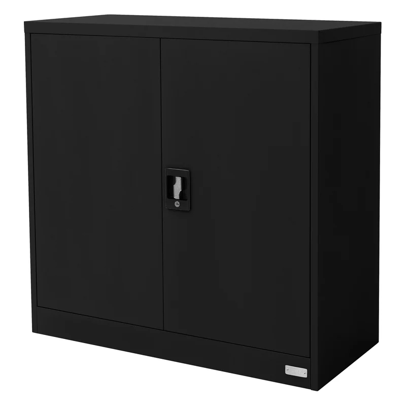 B-Ware Aktenschrank abschließbar 90x40x90 cm Schwarz aus Stahl ML-Design