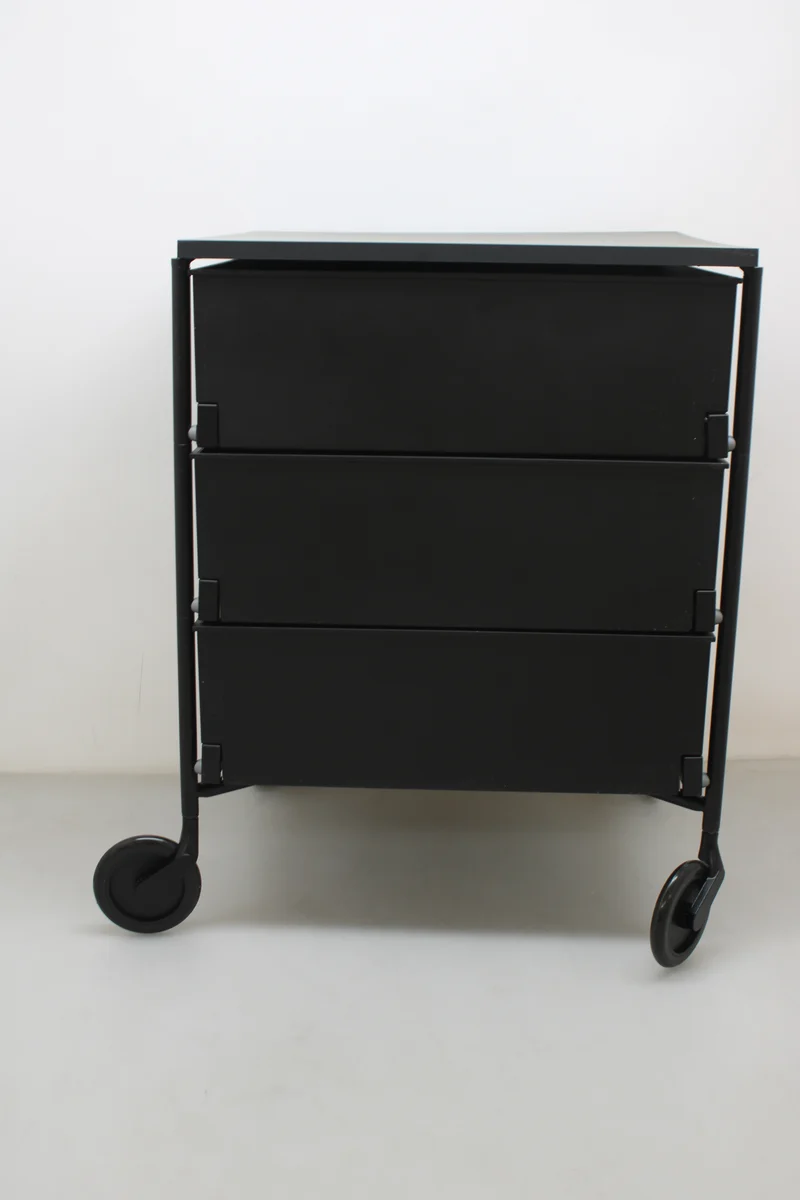 B-Ware Kartell Mobil 3 Container Mobil Rollcontainer Regal 3 Schubladen Matt Schwarz