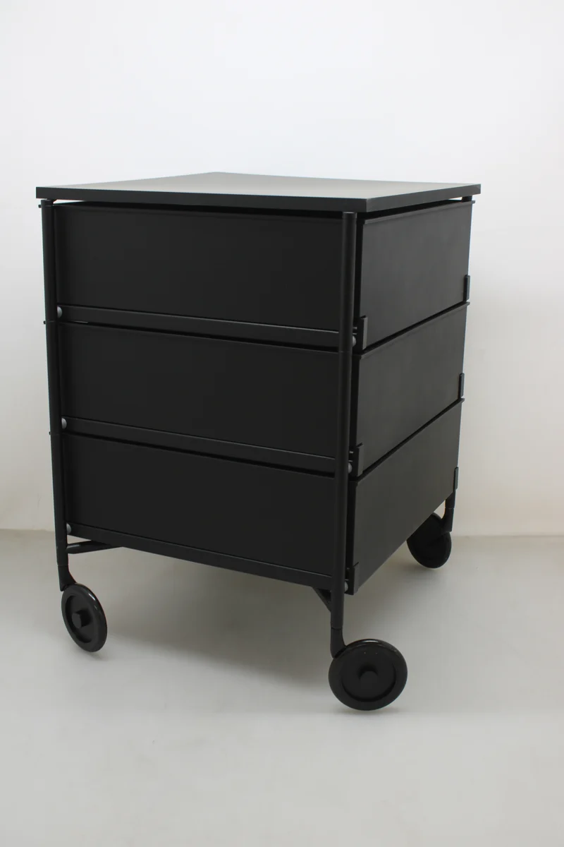 B-Ware Kartell Mobil 3 Container Mobil Rollcontainer Regal 3 Schubladen Matt Schwarz