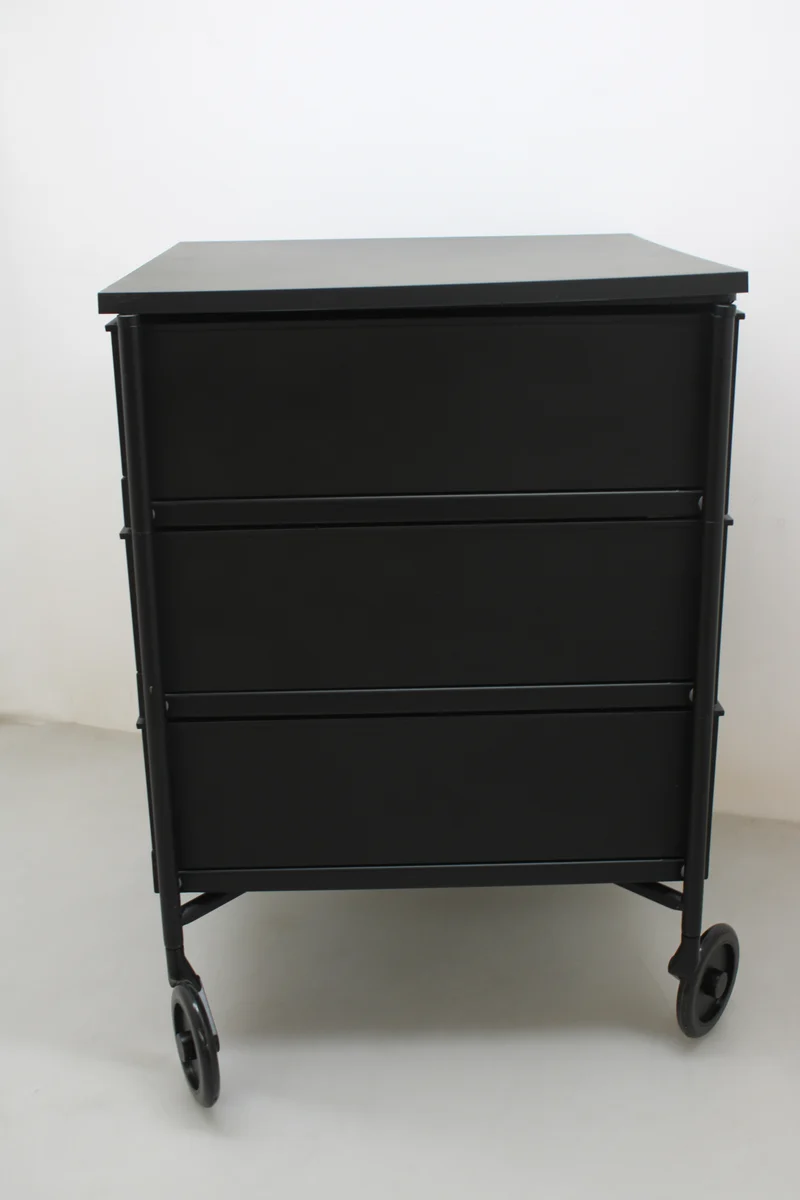 B-Ware Kartell Mobil 3 Container Mobil Rollcontainer Regal 3 Schubladen Matt Schwarz