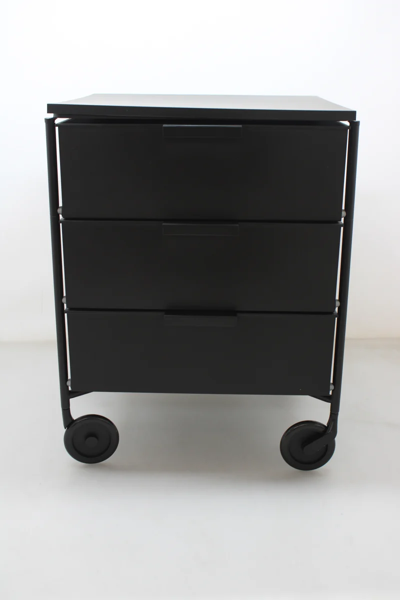 B-Ware Kartell Mobil 3 Container Mobil Rollcontainer Regal 3 Schubladen Matt Schwarz