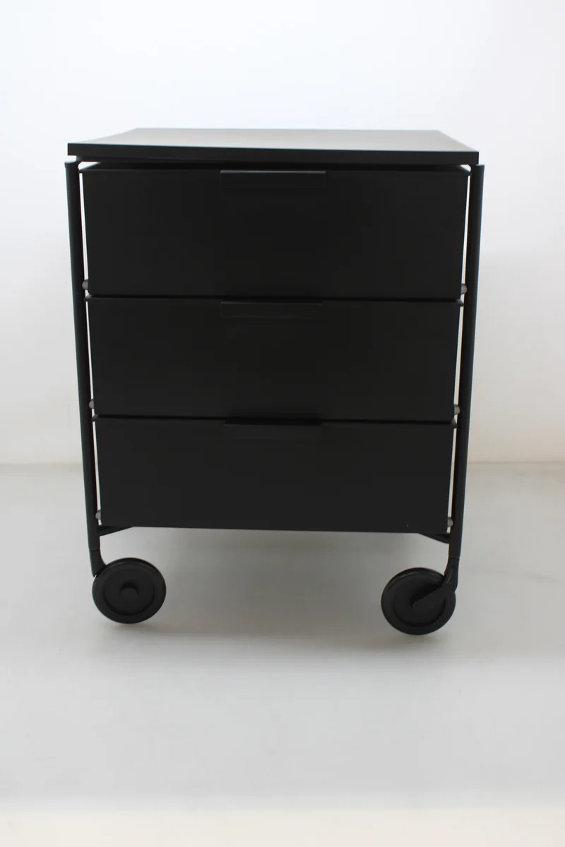 B-Ware Kartell Mobil 3 Container Mobil Rollcontainer Regal 3 Schubladen Matt Schwarz
