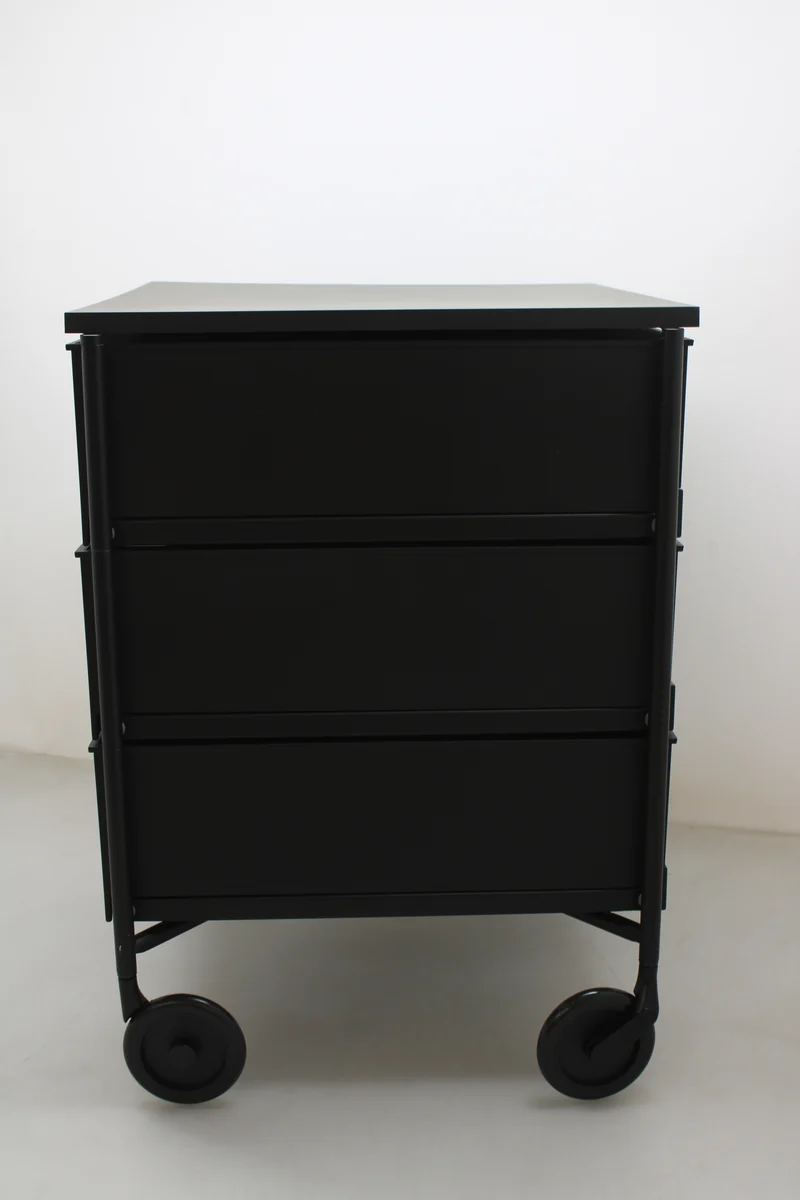 B-Ware Kartell Mobil 3 Container Mobil Rollcontainer Regal 3 Schubladen Matt Schwarz