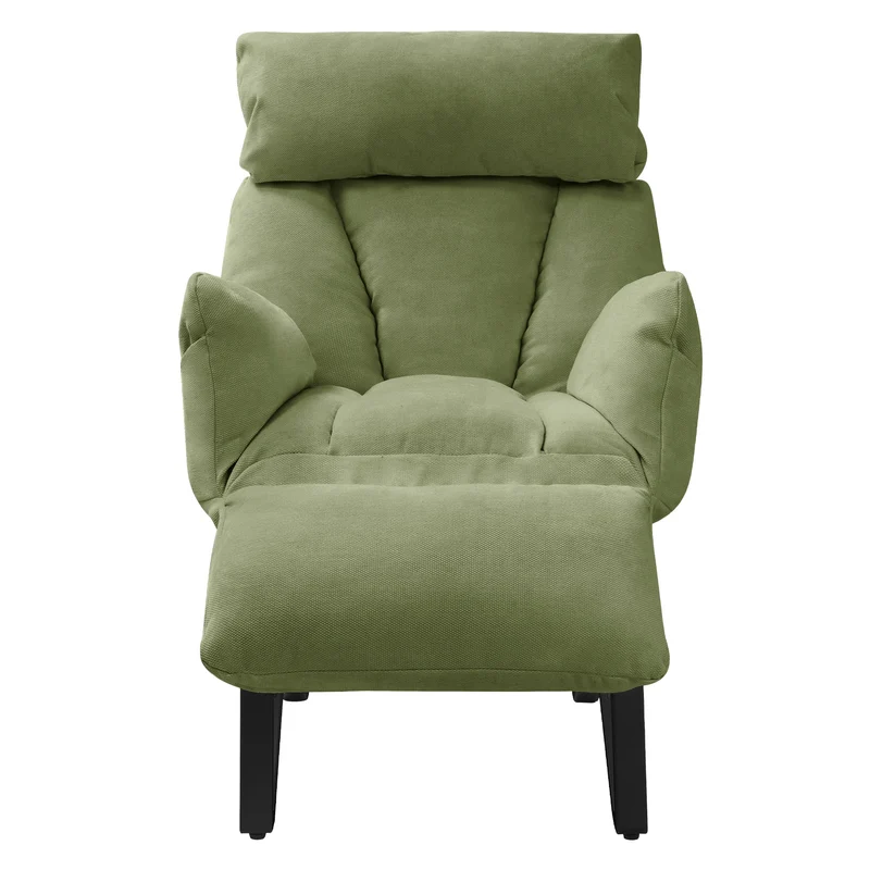 ML-DESIGN | Sessel mit Liegefunktion 85x82x102 cm aus Leinenstoff Grün Relaxsessel Fernsehsessel mit verstellbarer Rückenlehne, Armlehnen & Fußablage