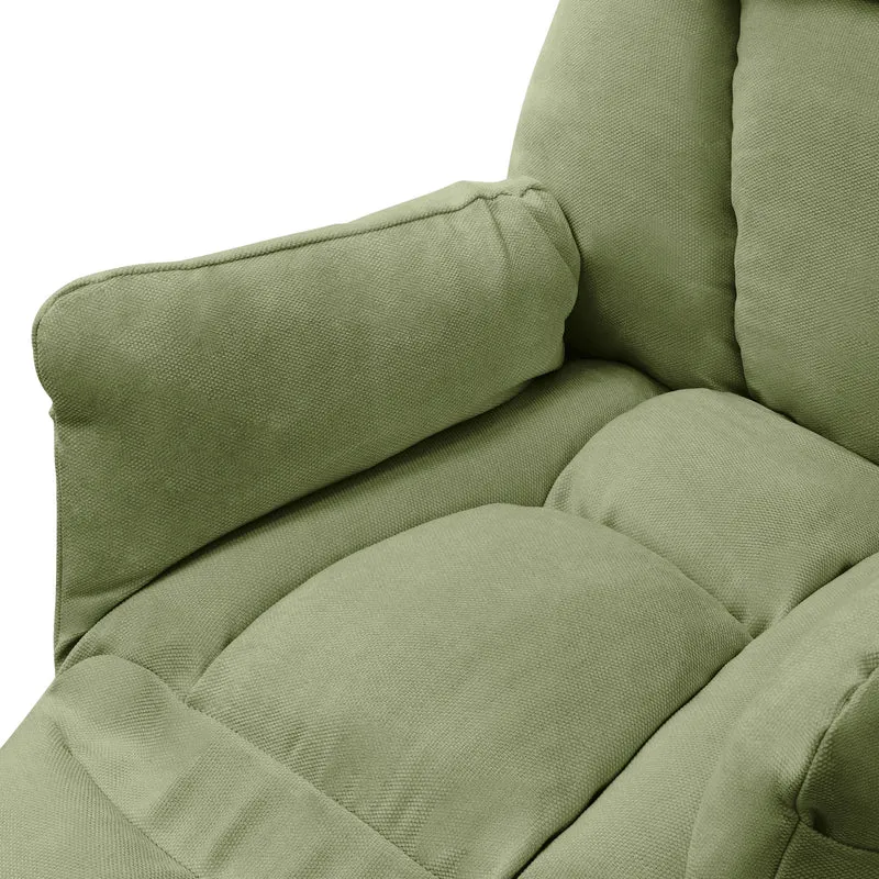 ML-DESIGN | Sessel mit Liegefunktion 85x82x102 cm aus Leinenstoff Grün Relaxsessel Fernsehsessel mit verstellbarer Rückenlehne, Armlehnen & Fußablage