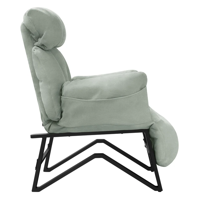 ML-DESIGN | Sessel mit Liegefunktion 85x82x102 cm aus Leinenstoff Grau/Grün Relaxsessel Fernsehsessel mit verstellbarer Rückenlehne, Armlehnen & Fußablage