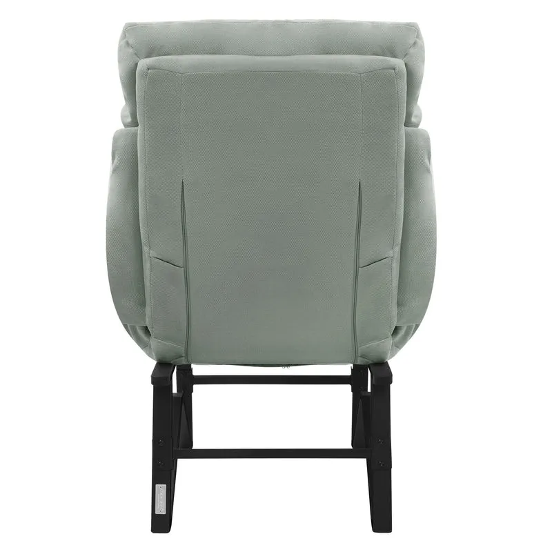 ML-DESIGN | Sessel mit Liegefunktion 85x82x102 cm aus Leinenstoff Grau/Grün Relaxsessel Fernsehsessel mit verstellbarer Rückenlehne, Armlehnen & Fußablage