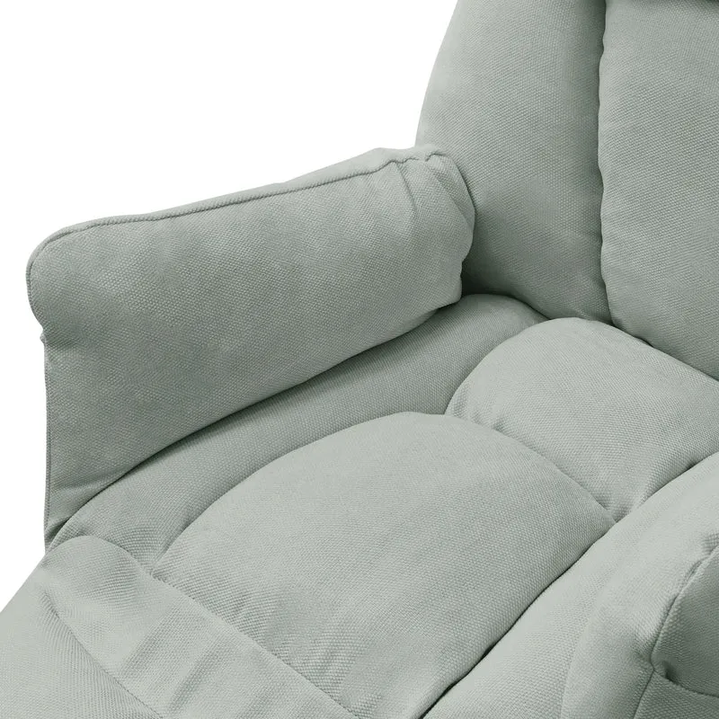 ML-DESIGN | Sessel mit Liegefunktion 85x82x102 cm aus Leinenstoff Grau/Grün Relaxsessel Fernsehsessel mit verstellbarer Rückenlehne, Armlehnen & Fußablage