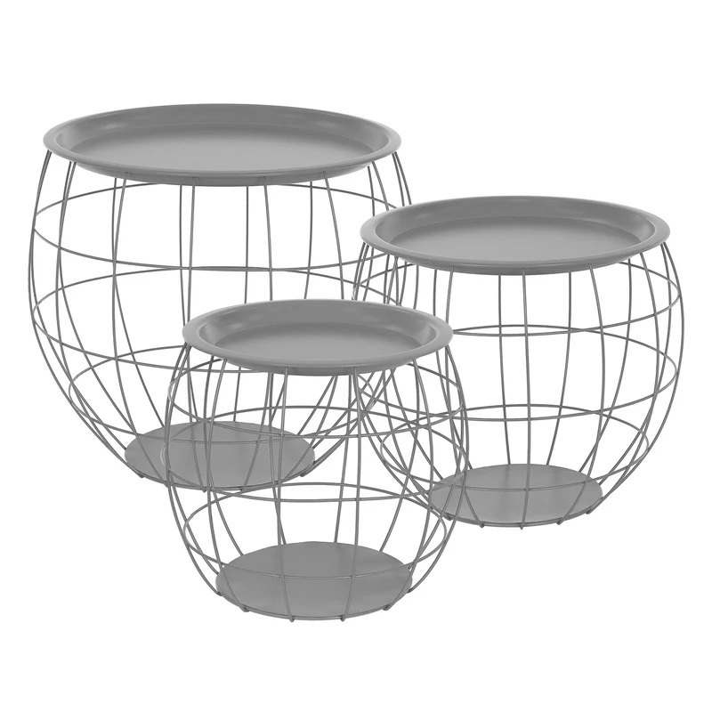 B-Ware Beistelltisch 3er Set Grau aus Metall ML-Design