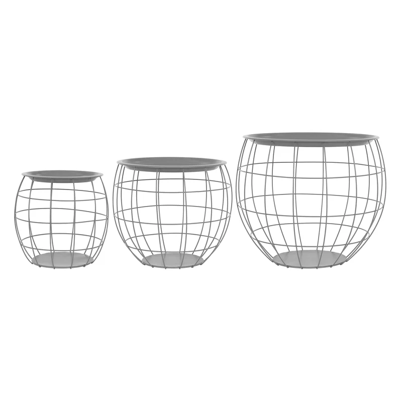 B-Ware Beistelltisch 3er Set Grau aus Metall ML-Design