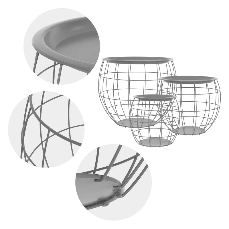 B-Ware Beistelltisch 3er Set Grau aus Metall ML-Design