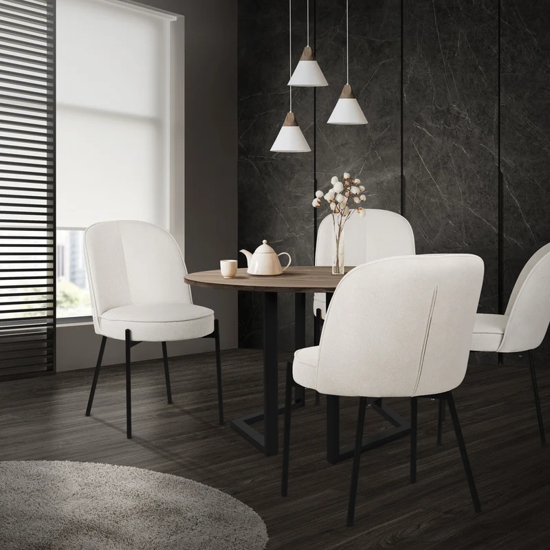 Esszimmerstühle 6er Set Beige mit Rückenlehne, Polsterstühle für Esszimmer & Küche ML-Design