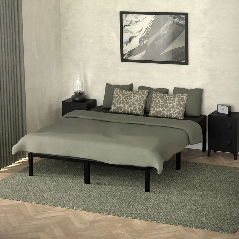 B-Ware Metallbett mit Lattenrost 160x200 cm Schwarz ML-Design