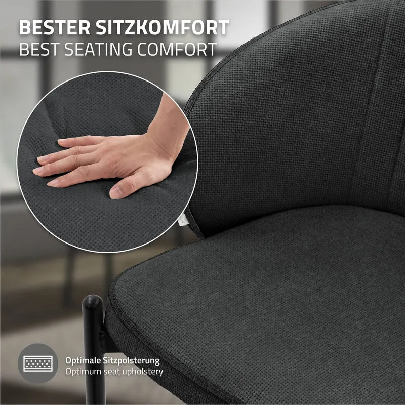 6er Set Esszimmerstühle mit Rücken- & Armlehne Anthrazit mit Metallbeinen bis 120 kg ML-Design