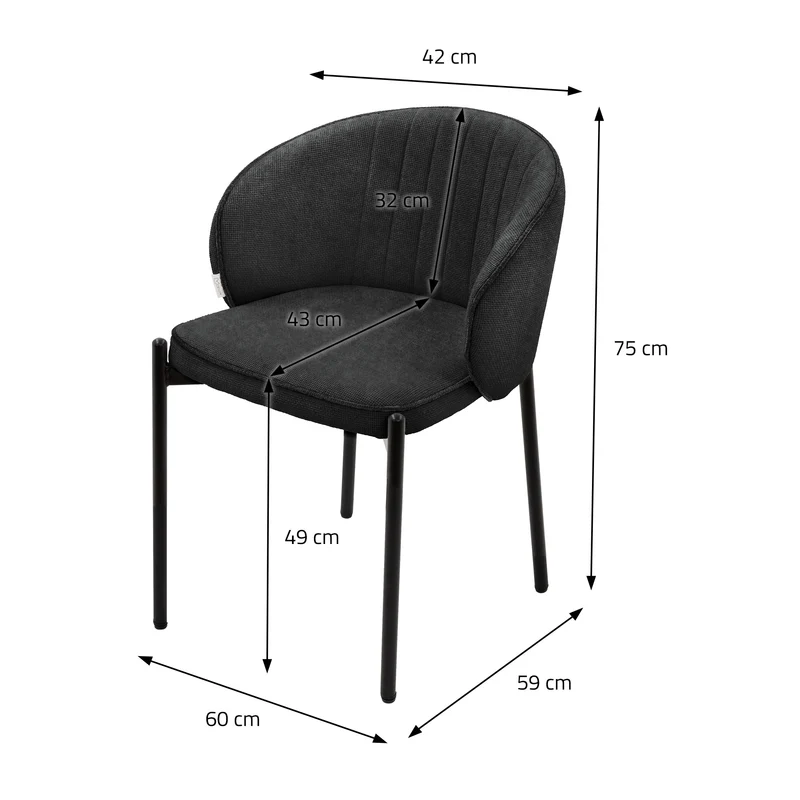 6er Set Esszimmerstühle mit Rücken- & Armlehne Anthrazit mit Metallbeinen bis 120 kg ML-Design