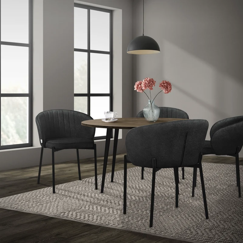 6er Set Esszimmerstühle mit Rücken- & Armlehne Anthrazit mit Metallbeinen bis 120 kg ML-Design